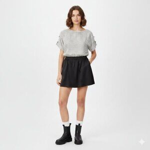 Mink Pink Stripes Satin Mini Dress Short Sleeve Black White Nautical Size Small